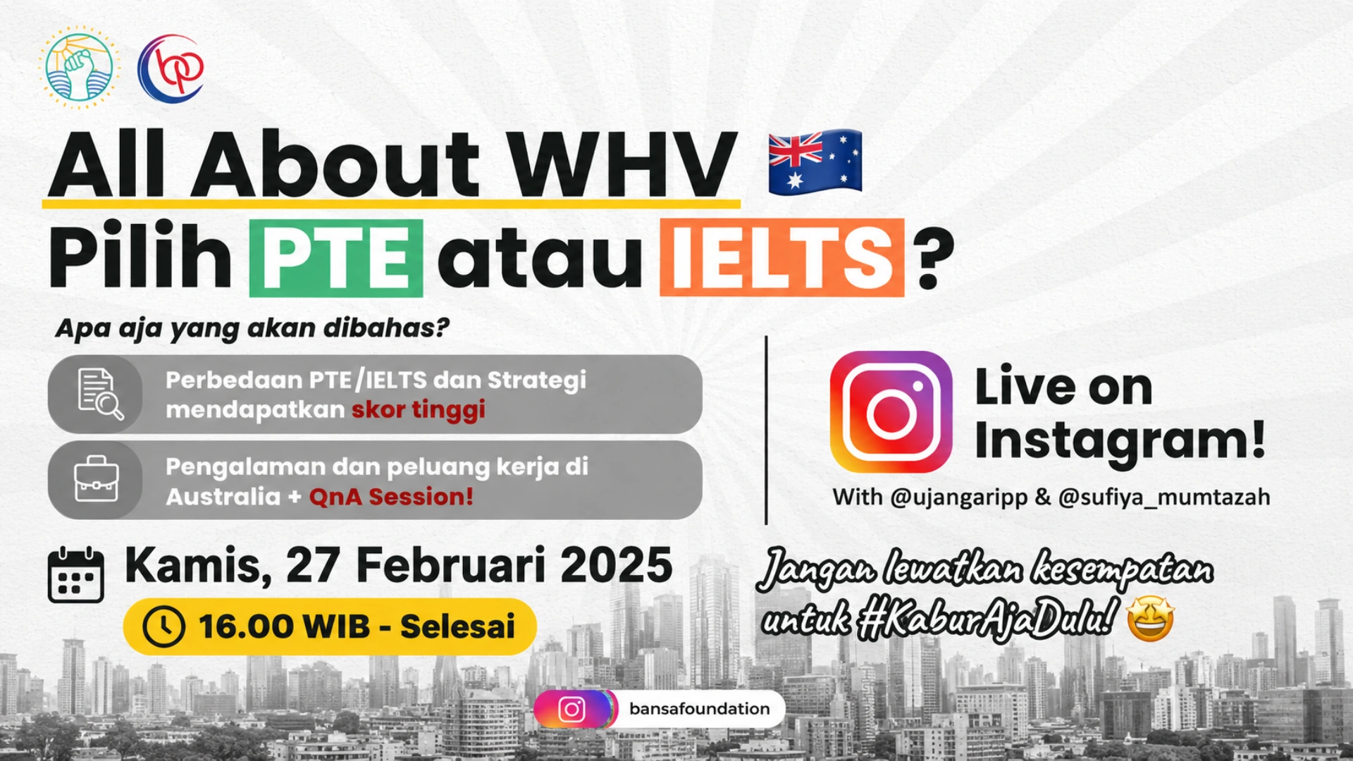 Semua tentang WHV pilih PTE atau IELTS